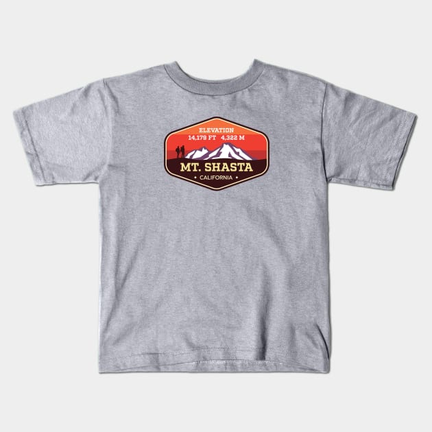 Mt Shasta California - Cascades 14ers Mountain Climbing Badge Kids T-Shirt by TGKelly